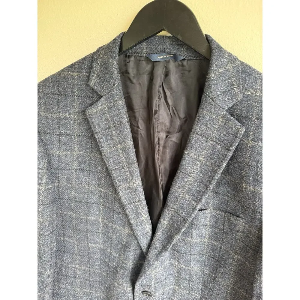 Brooks Brothers Blazer Mens 46R Navy Regent Windowpane Sport Coat